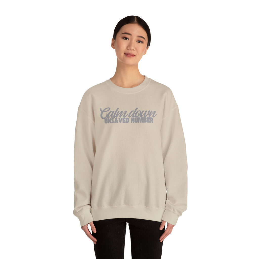 Calm Down Unsaved Number Crewneck