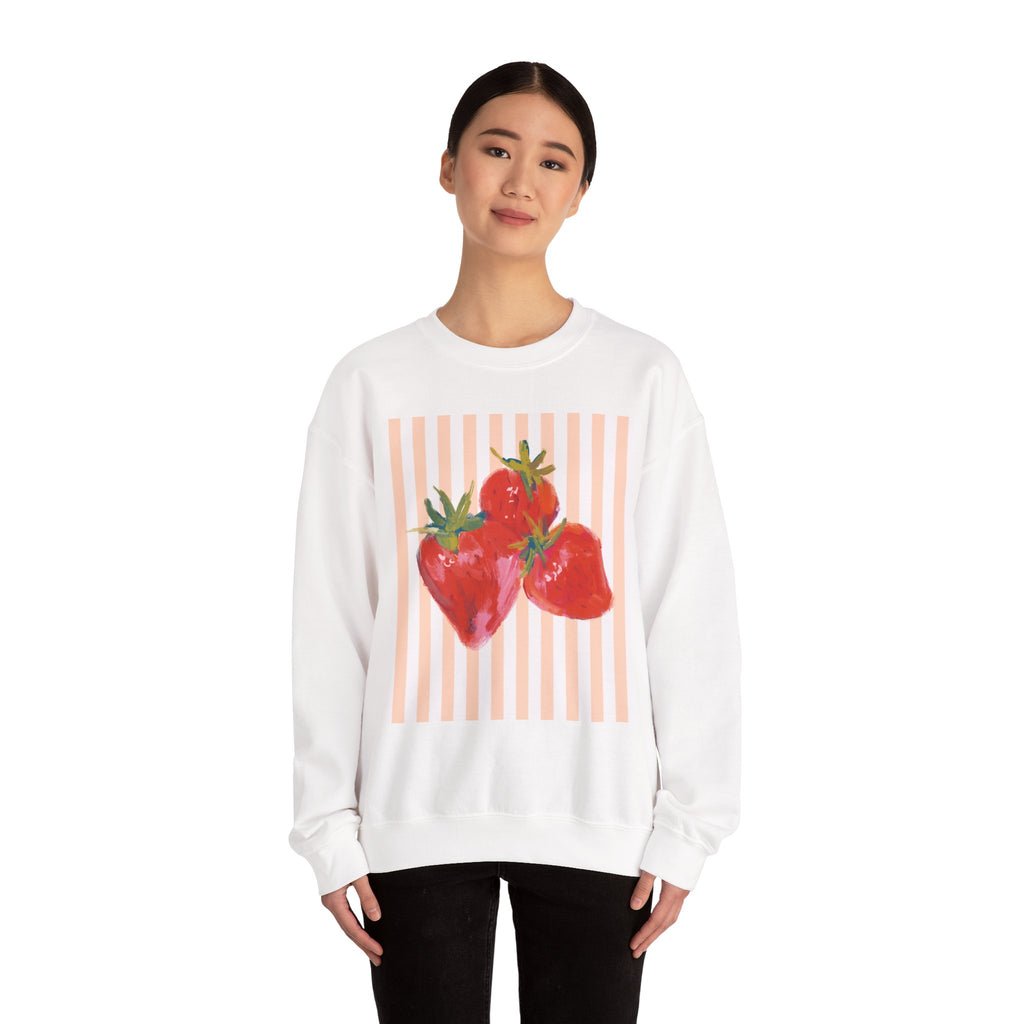 Sweet Strawberry Stripes Crewneck